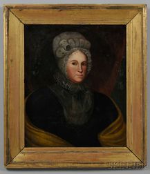 Attributed to Zedekiah Belknap (Massachusetts/New Hampshire/Connecticut, 1781-1858) Portrait of a Woman with a Yellow Shawl